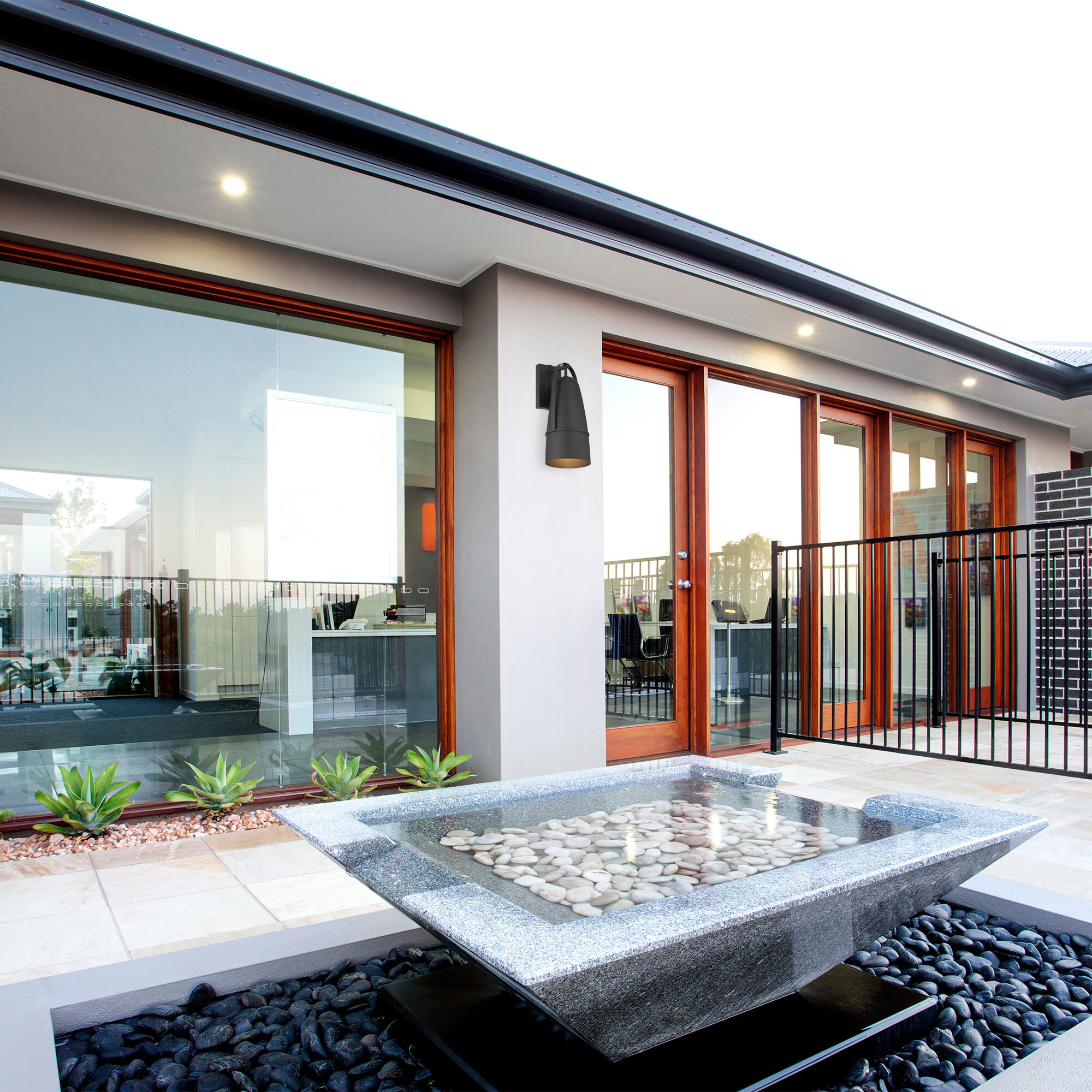 Rue 1 Light 18 inch Black Exterior Wall Lantern